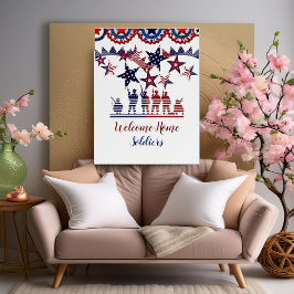 Welcome Zuhause Soldiers Patriotic Stars Banner