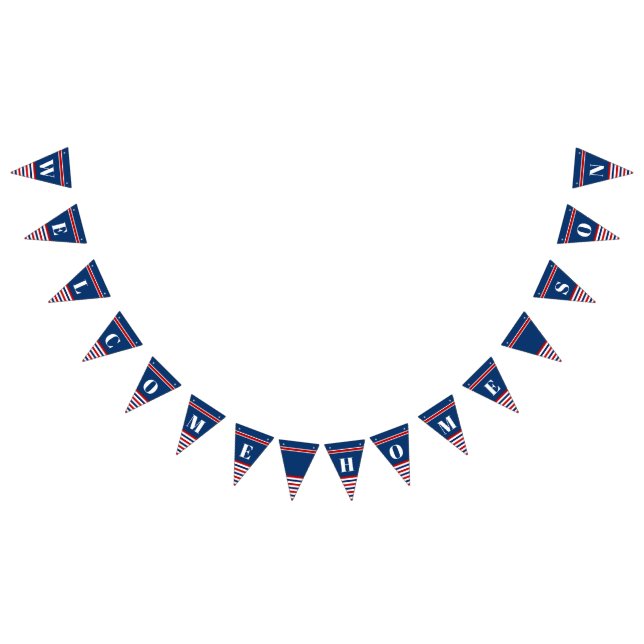 Welcome Zuhause Son Classic Red White Blue Streife Wimpelkette (Alle)