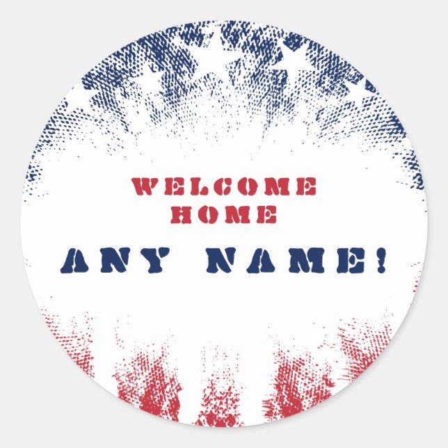 Welcome Zuhause Stars & Stripes Veteran Runder Aufkleber (Vorderseite)