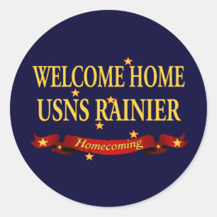 Welcome Zuhause USNS Rainier Runder Aufkleber