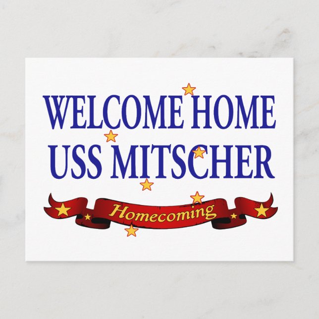 Welcome Zuhause USS Mitscher Postkarte (Vorderseite)