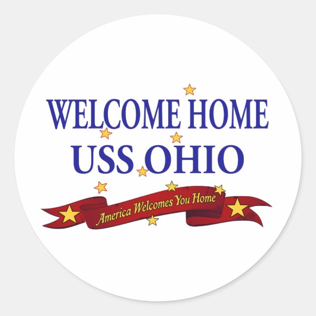 Welcome Zuhause USS Ohio Runder Aufkleber (Vorderseite)