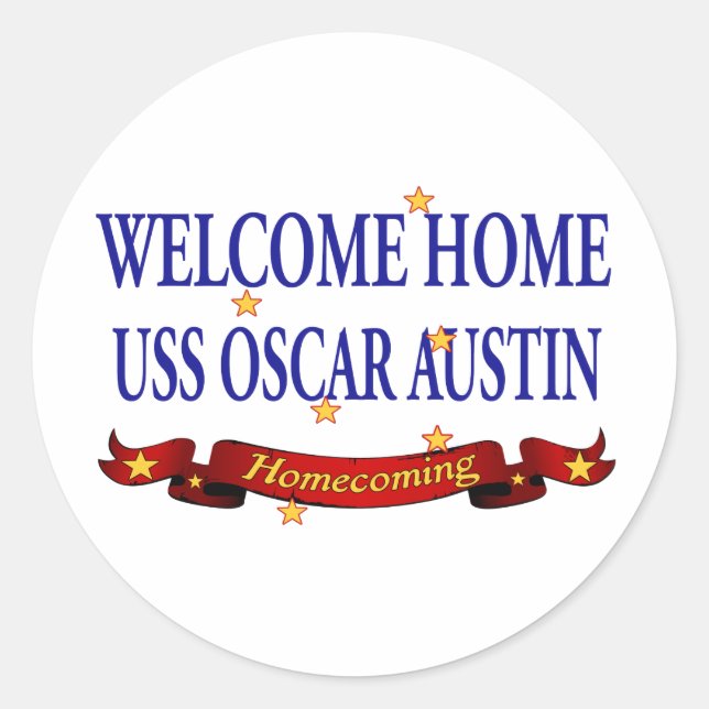 Welcome Zuhause USS Oscar Martin Runder Aufkleber (Vorderseite)