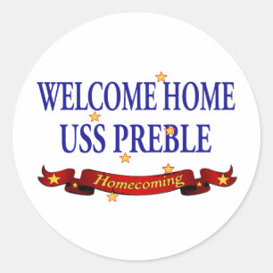 Welcome Zuhause USS Preble Runder Aufkleber