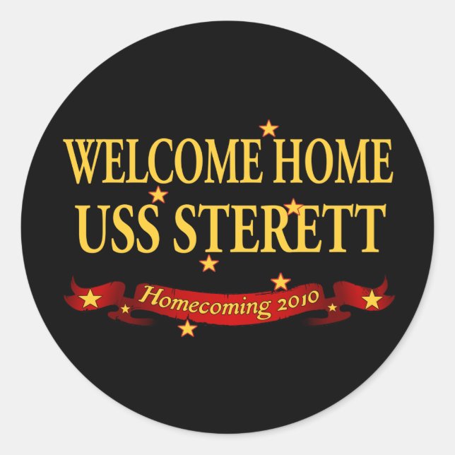 Welcome Zuhause USS Sterett Runder Aufkleber (Vorderseite)