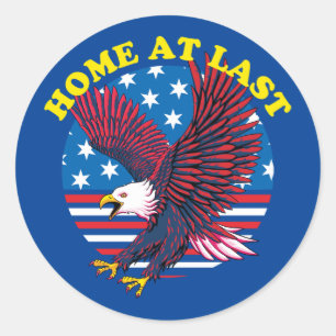 Welcome Zuhause Veteran Patriotischer Adler Runder Aufkleber