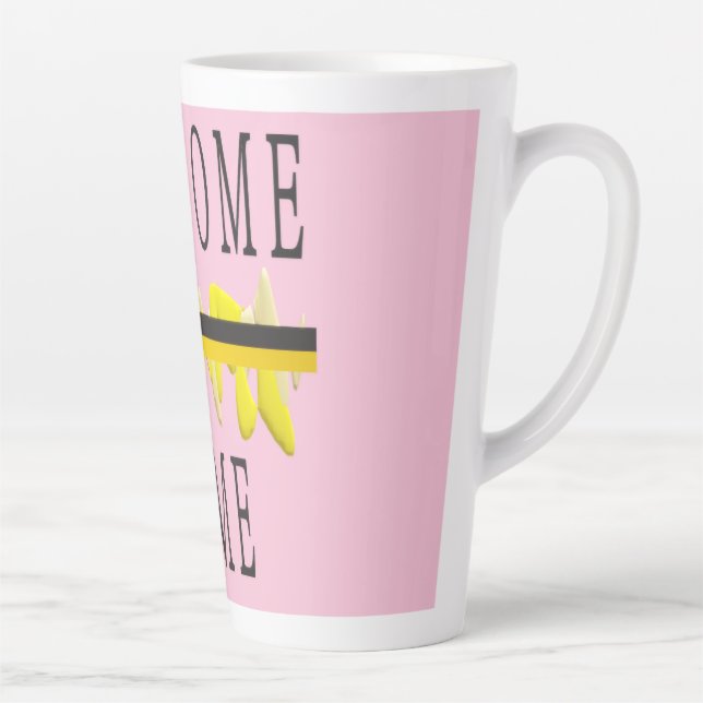 WELCOME ZUHAUSE WORTEN UND PATTERN ART MILCHTASSE (Rechts)