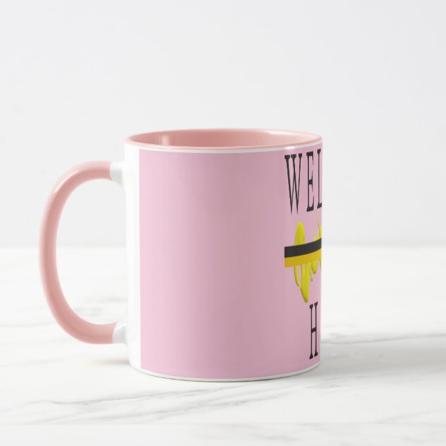 WELCOME ZUHAUSE WORTEN UND PATTERN ART TASSE (Links)