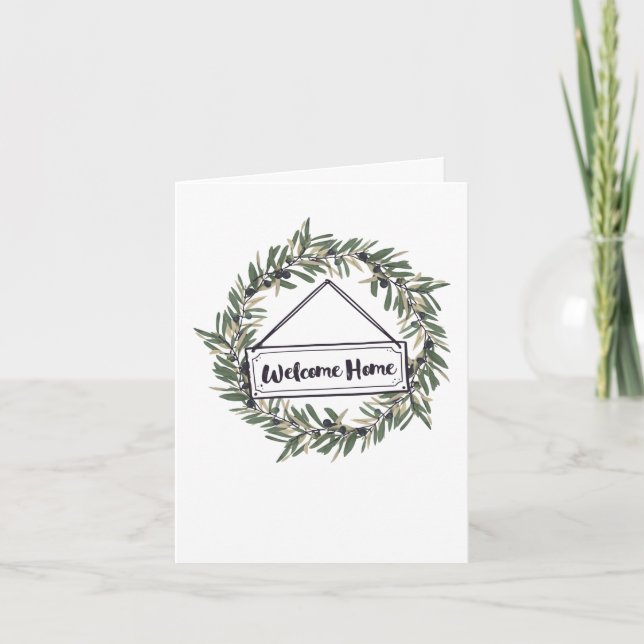 Welcome Zuhause Wreath Custom Real Anwesen Card Karte (Vorderseite)