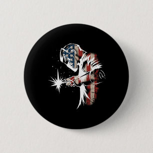 Welder American Flag Usa Patriotic Welder Gift Button