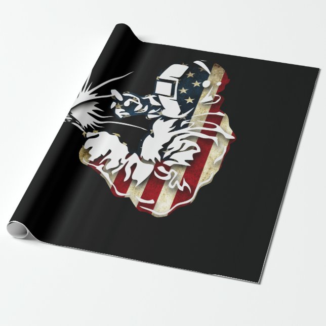 Welder American Flag USA Patriotic Welder Gift Geschenkpapier (Ungerollt)