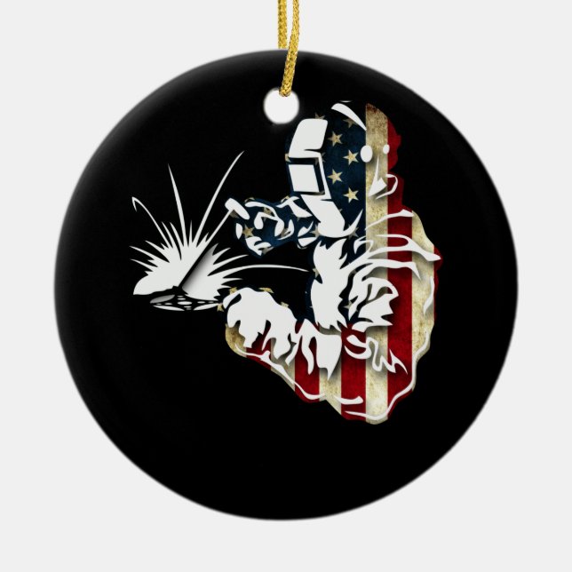 Welder American Flag USA Patriotic Welder Gift Keramik Ornament (Vorne)