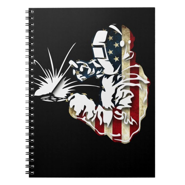 Welder American Flag USA Patriotic Welder Gift Notizblock (Vorderseite)