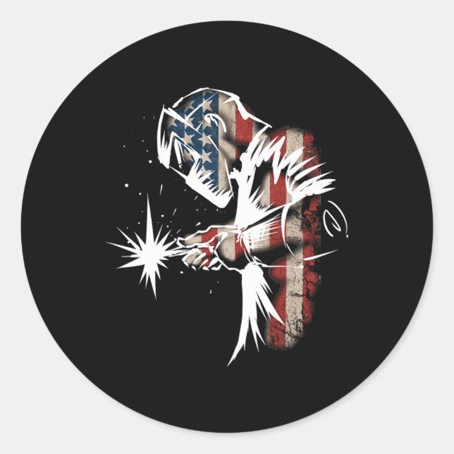 Welder American Flag Usa Patriotic Welder Gift Runder Aufkleber (Vorderseite)