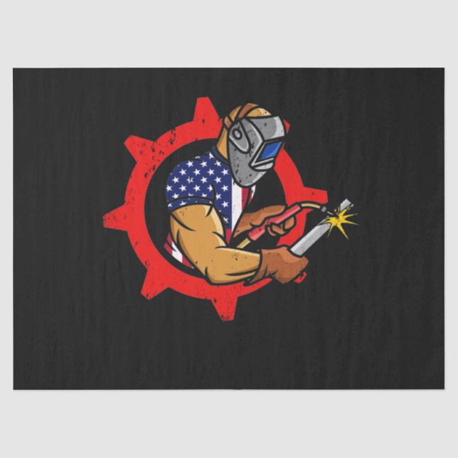 Welder American Flag USA Patriotic Welder Gift Seidenpapier (Vorderseite)