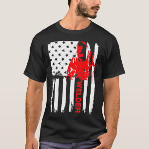Welder American Flag USA T Pipeliner Welding Gift T-Shirt