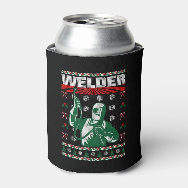 Welder Christmas Ugly Sweater Dosenkühler (Kanne Vorderseite)