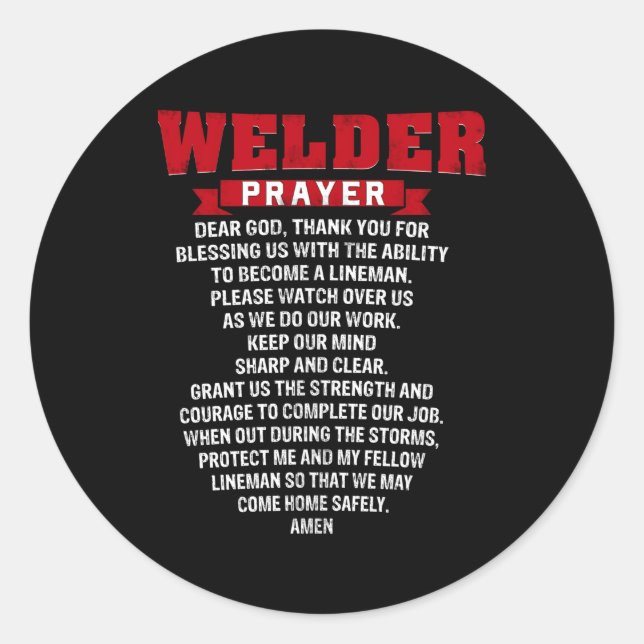 Welder Gebet Christlich Welding Opa Vater Husban Runder Aufkleber (Vorderseite)