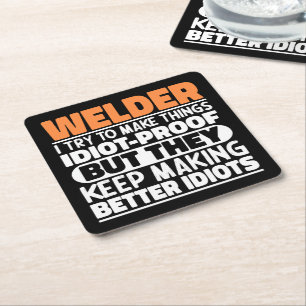 Welder ich versuche Dinge zu machen Lustige Sprüch Rechteckiger Pappuntersetzer