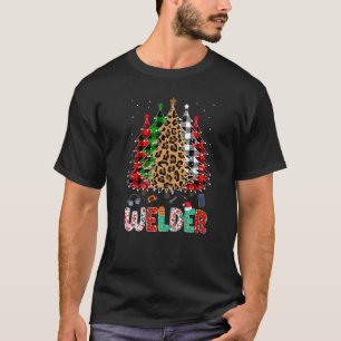 Welder Leopard Red White Green Kariert Christmas T T-Shirt