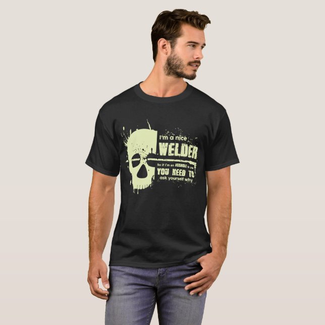 Welder T - Shirt Funny Gift Skull Graphic T-Shirts (Vorne ganz)