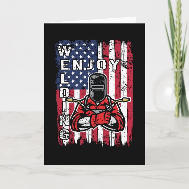 Welder Vintage US-amerikanische Flaggenschweißen Karte (Vorderseite)