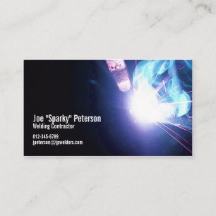 Welder Welding Sparks Blue Visitenkarte