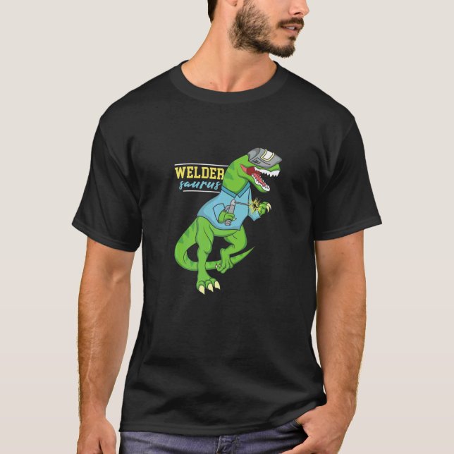 Weldersaurus Welding Dinosaurier Artwork für einen T-Shirt (Vorderseite)