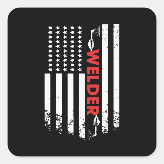 Welding - American Welder Flag Quadratischer Aufkleber (Vorderseite)