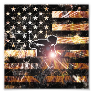 Welding Flag Sparks and Flames Fotodruck