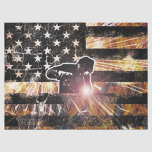 Welding Flag Sparks and Flames Seidenpapier