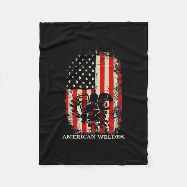 Welding Vintage Distressed American Flag Fleecedecke (Vorderseite)