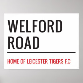 Welford Road Stadium Street Sign Poster