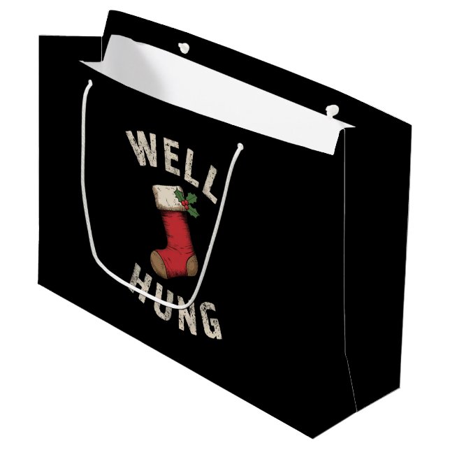 Well Hung Dirty Christmas Strumpf Holiday Geschenk Große Geschenktüte (Vorderseite Schrägansicht)