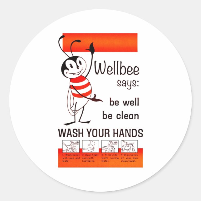 Wellbee CDC-WÄSCHE IHR HANDanzeige-Plakat Runder Aufkleber (Vorderseite)