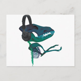 Wellcoda Dinosaur Headphone Music Lover Postkarte