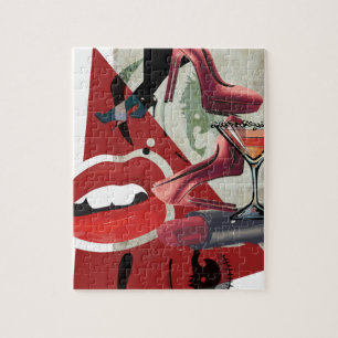 Wellcoda Frauen Roter Lippen Fashion Glamour