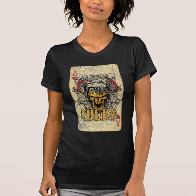 Wellcoda Herzass Schädel-beängstigende Karte T-Shirt (Vorderseite)