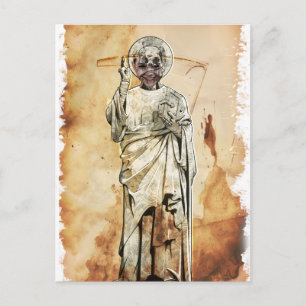 Wellcoda Totes Gesicht Kind lächeln Schädel töten Postkarte