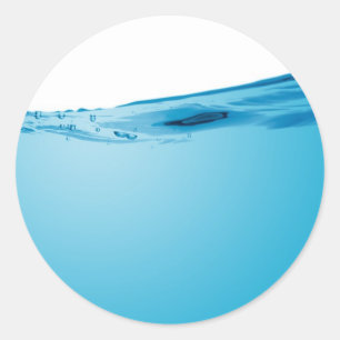 Welle des blauen Wassers Runder Aufkleber
