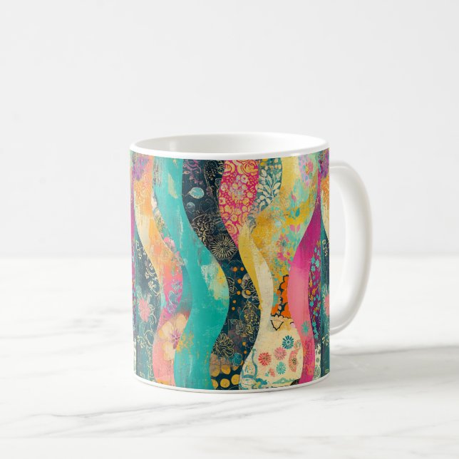 Welle mehrfarbiger Blume Kaffeetasse (VorderseiteRechts)