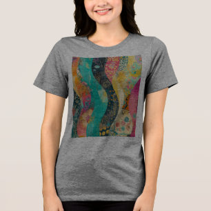 Welle mehrfarbiger Blume Tri-Blend Shirt
