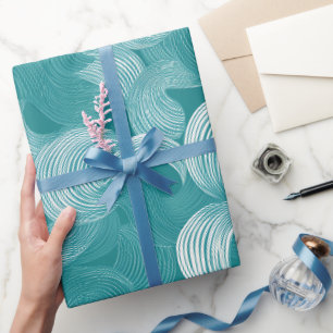 Welle Türkis Aqua Bewegung Weiß abstraktes Muster Geschenkpapier