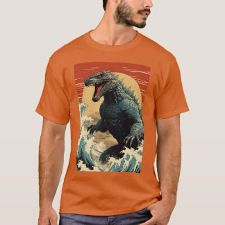 Welle und Godzilla T-Shirt