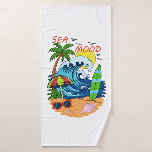 Welle und Palme Badehandtuch (Badehandtuch)