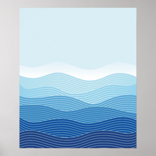 Wellen Abstrakte Minimalistische Zusammensetzung Poster (Vorne)