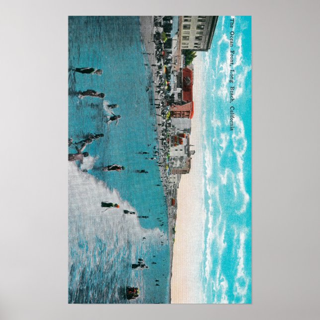 Wellen am Ocean BeachLong Beach, CA Poster (Vorne)