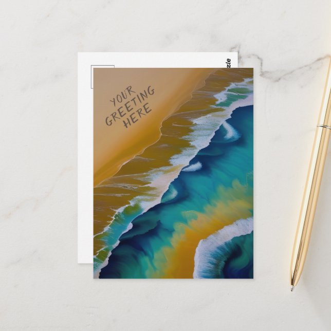 Wellen auf einem Sandy Beach jeden Anlaß Postkarte (Vorderseite/Rückseite Beispiel)