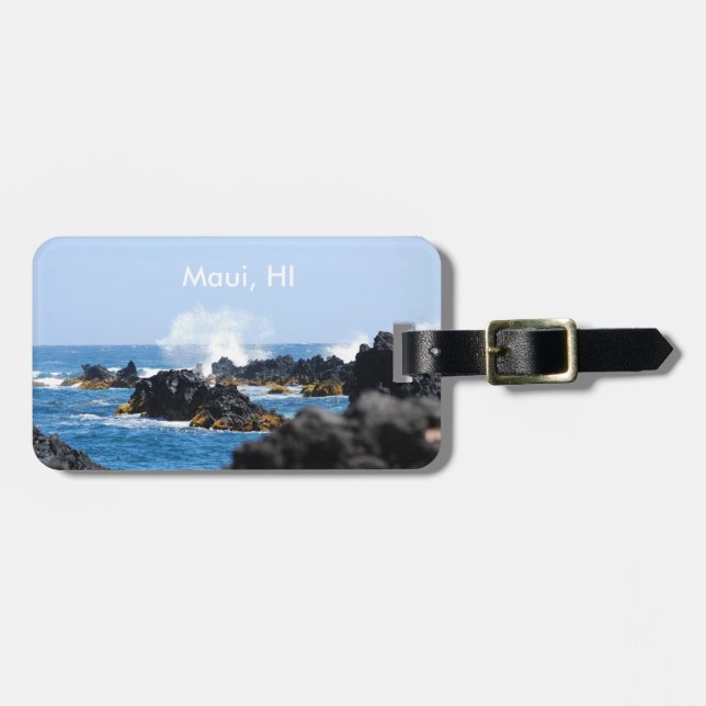 Wellen auf Maui-Küste Gepäckanhänger (Vorderseite horizontal)