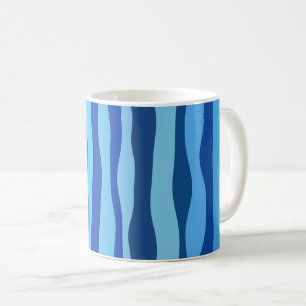 Wellen aus Blau Cyan Navy Kobalt Himmelblau  Kaffeetasse